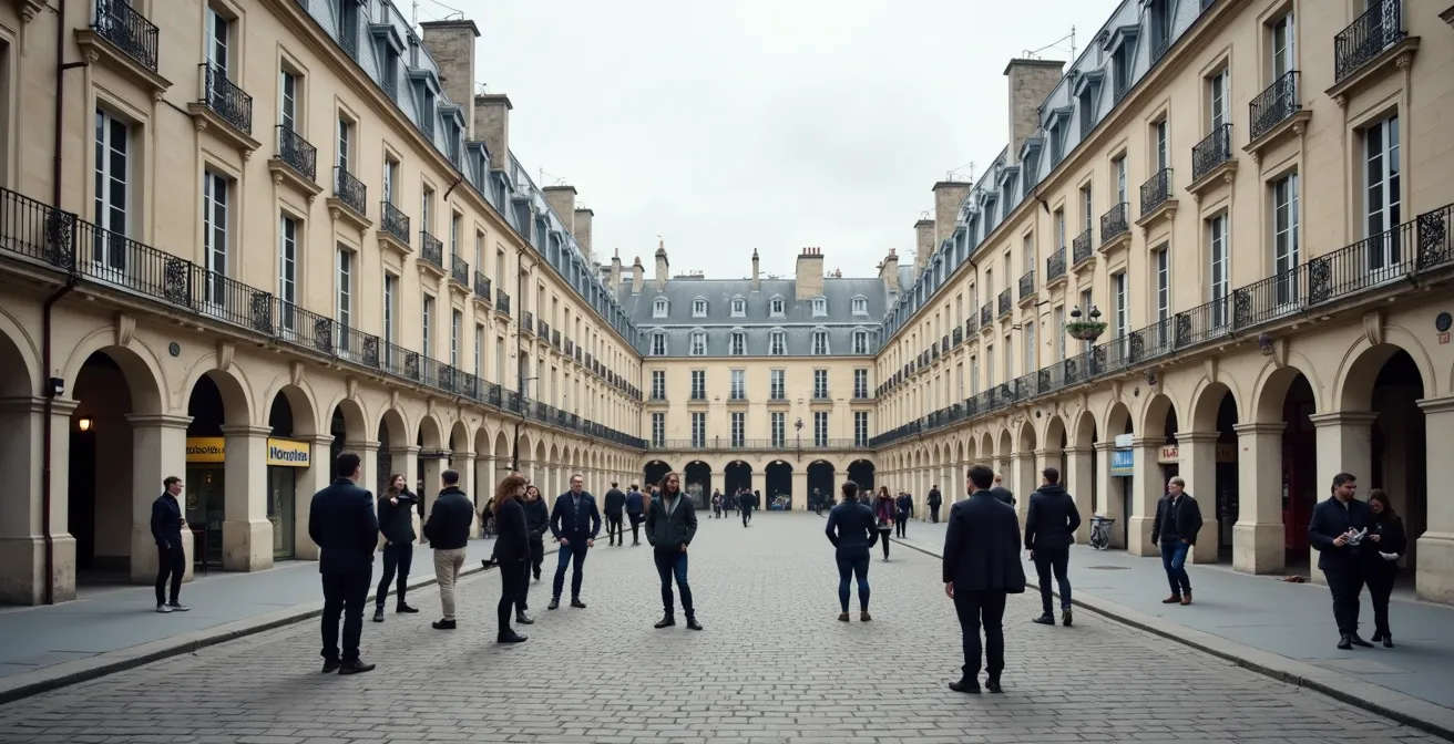 Équipe explorant le quartier du Marais lors d'un rallye urbain